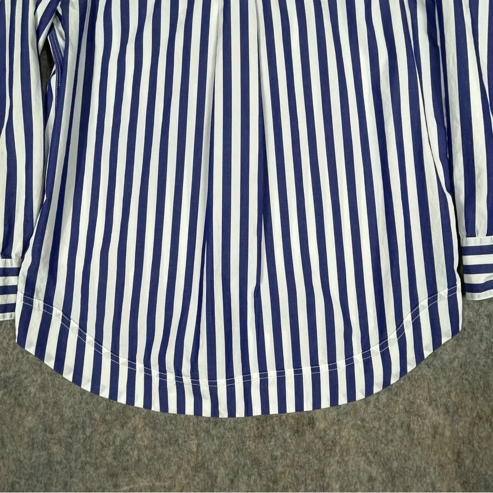 J. Crew Blue & White Striped Classic Preppy Nautical Summer Pop Over Tunic - XS